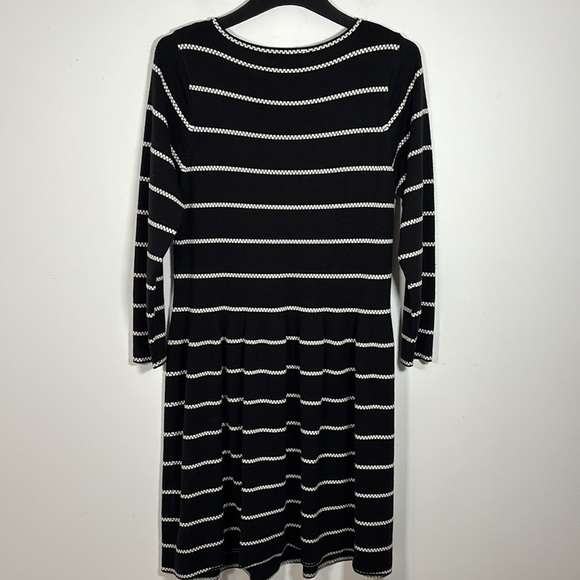 Eliza J Knit Sweater Dress 1XL Midi Black White A Line Long Sleeve Pop Over - Picture 6 of 7